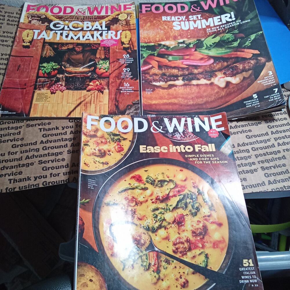 Food & Wine Magazines Lot of 3 Summer Global Cooking Recipes 2025